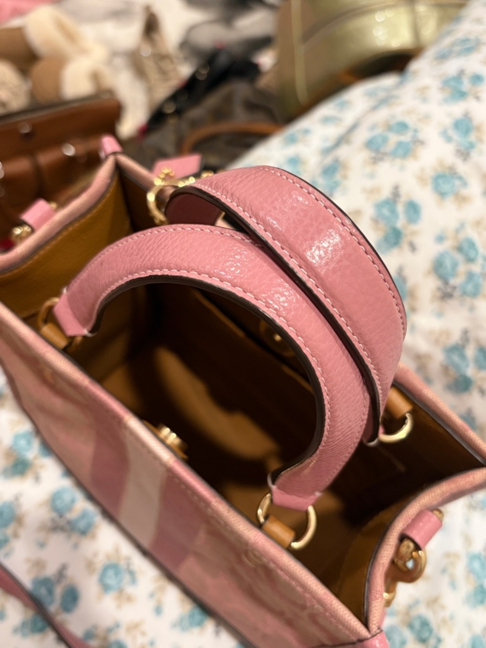 Coach Dempsey Signature Jacquard Mini Satchel (Pink) - Picture 11 of 17